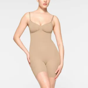 Seamless Sculpt Low Back Mid Thigh Bodysuit In Clay
