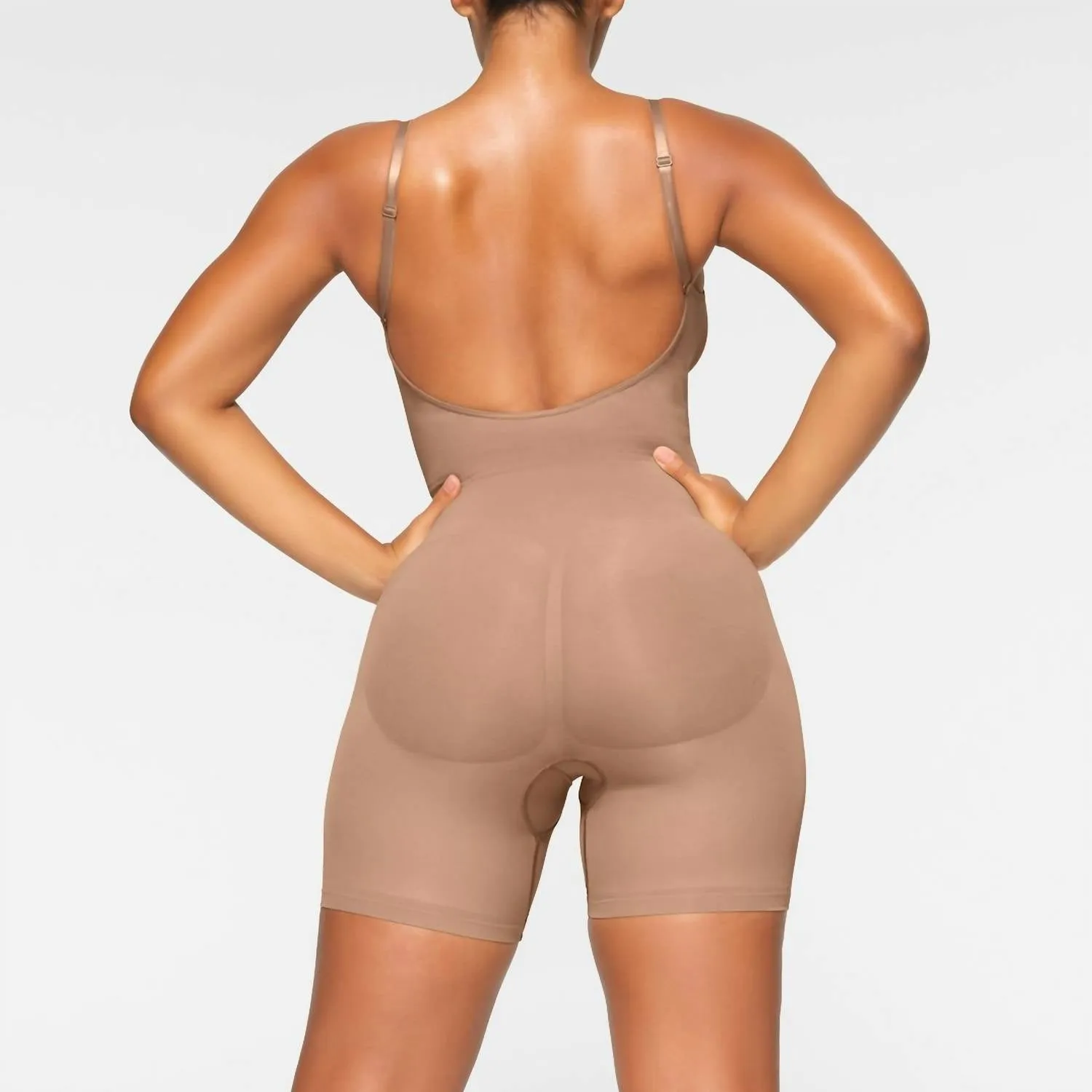 Seamless Sculpt Low Back Mid Thigh Bodysuit In Sienna