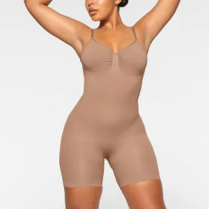 Seamless Sculpt Low Back Mid Thigh Bodysuit In Sienna