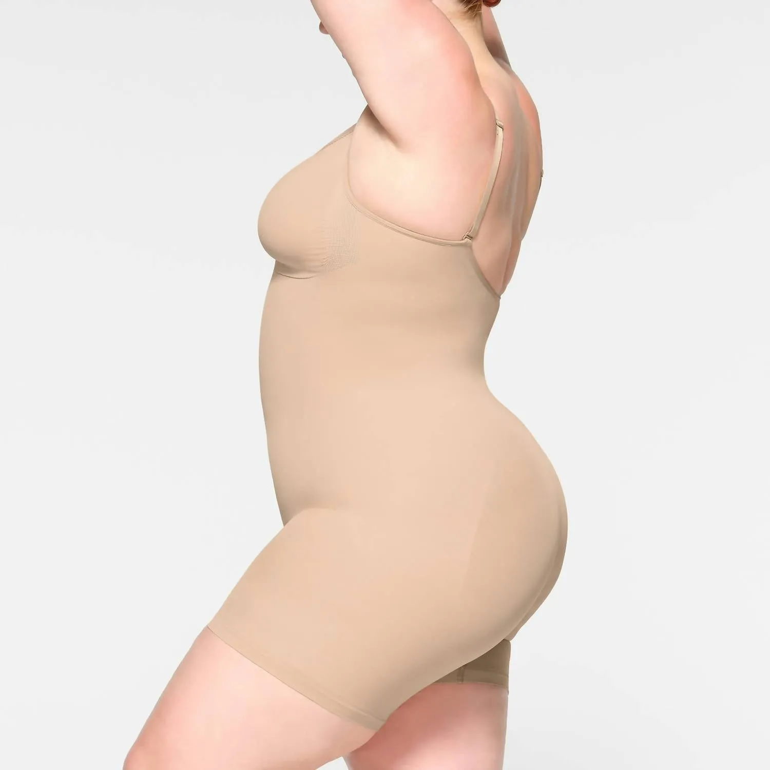 Seamless Sculpt Mid Thigh Bodysuit In Mica