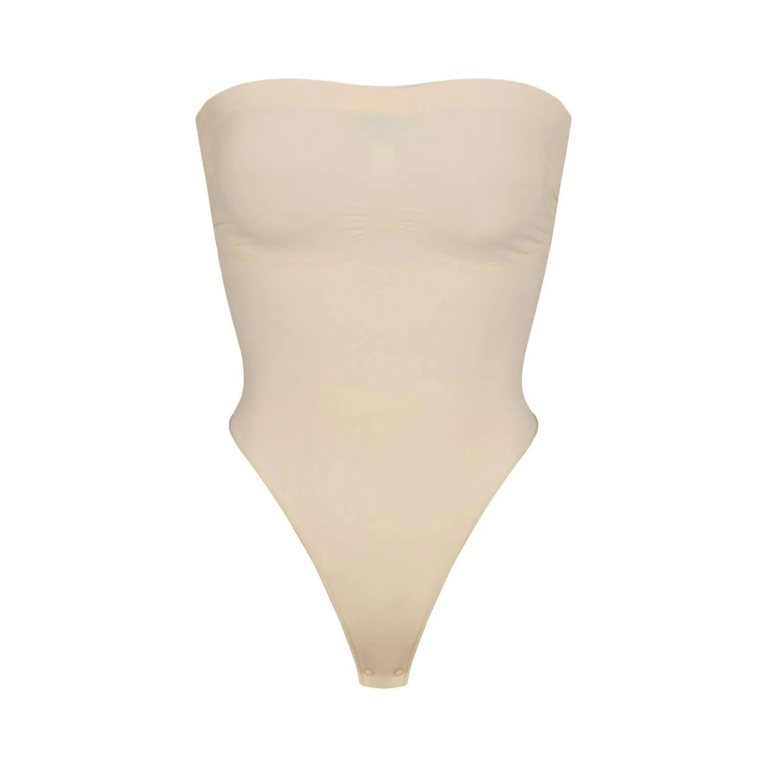 Seamless Sculpt Strapless Thong Bodysuit In Sand
