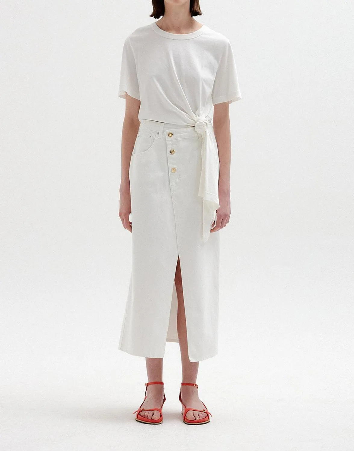 See Knotted Tie T-Shirt In White