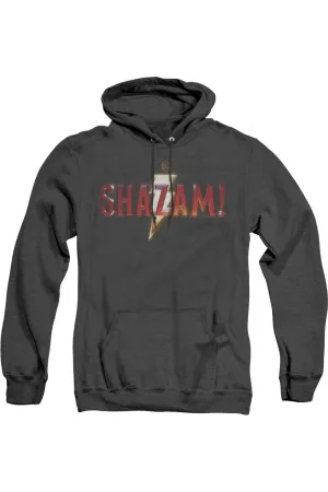 Shazam Movie Shazam Logo Adult Heather Hoodie / Hooded Sweatshirt