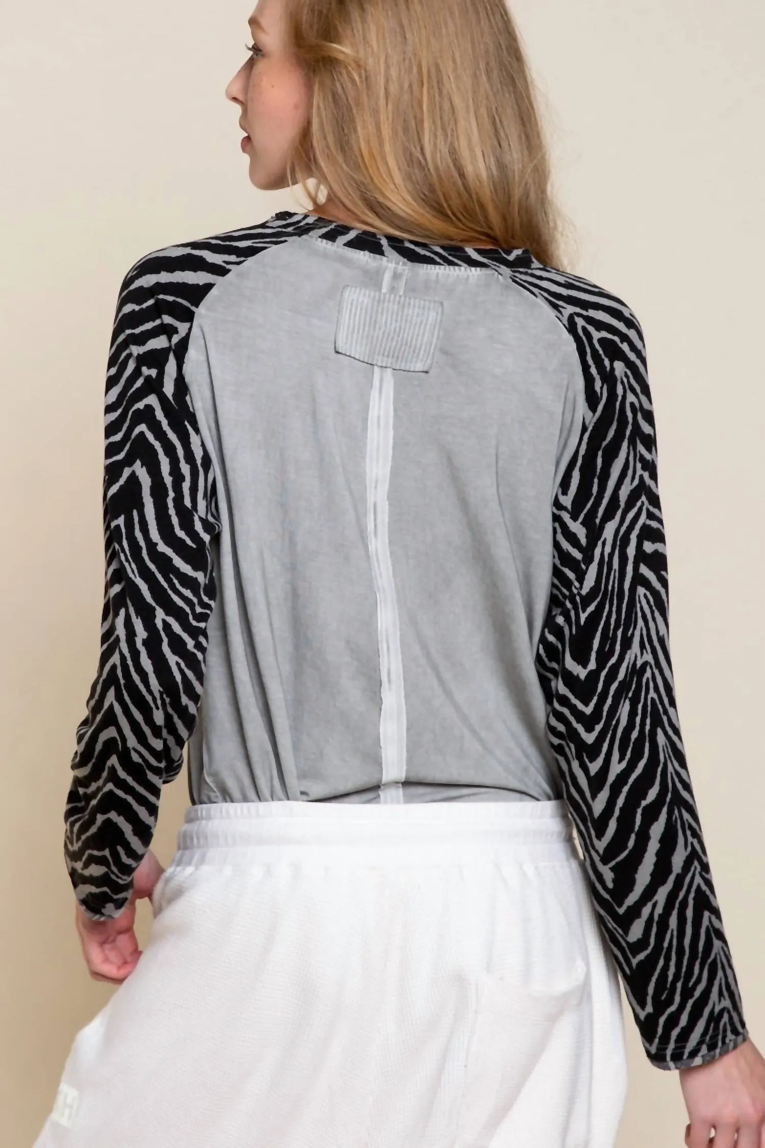 Shirt With Zebra Sleeves In Grey