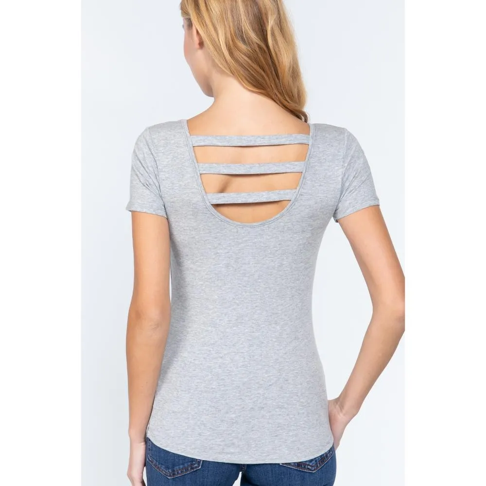 Short Slv Top W/zipper Pocket