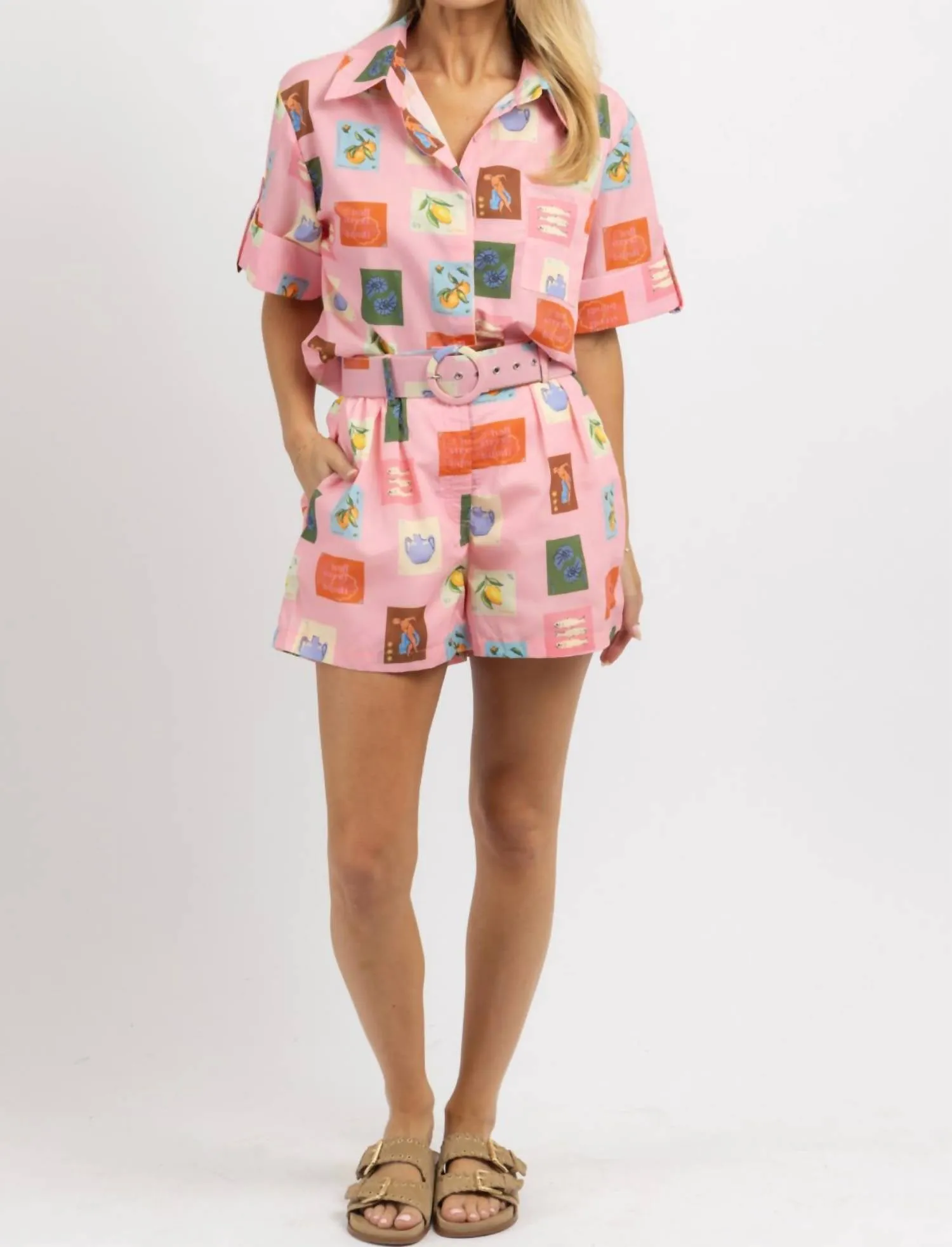 Sightsee Print Short Set In Pint