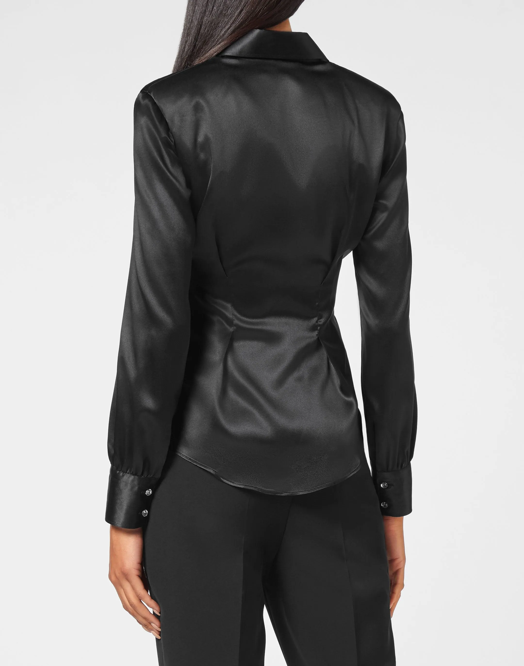 Silk Padded Shoulder Shirt