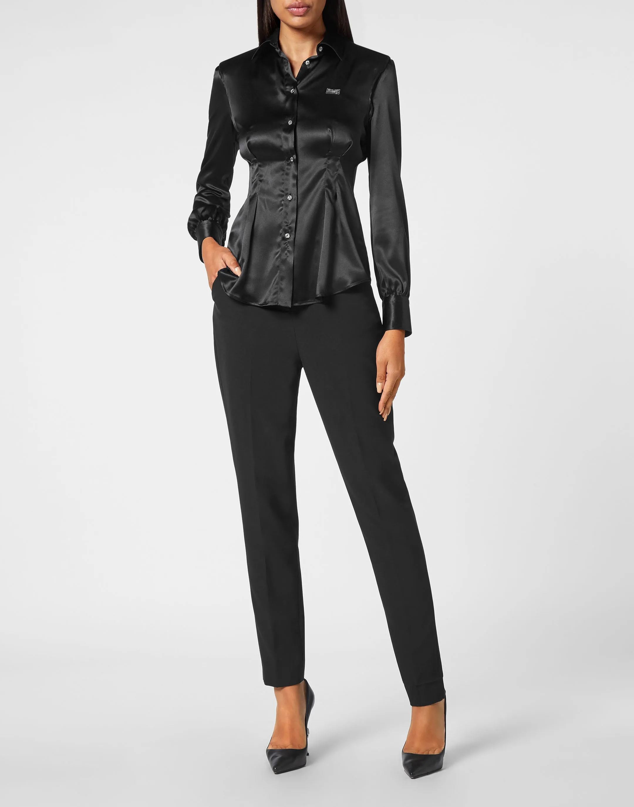 Silk Padded Shoulder Shirt
