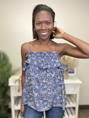 Sky Gazer Women's Smocked Ruffle Tank Top
