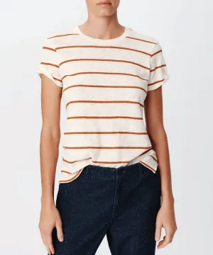 Slub Jersey Stripe Schoolboy Tee In Irish Cream/cornelian Stone