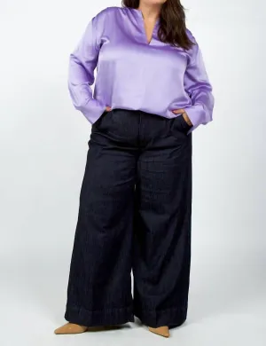Smocked Long Sleeve Blouse - Plus In Lily Stone