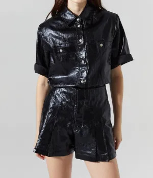 Soho Metallic Linen Shirt In Black