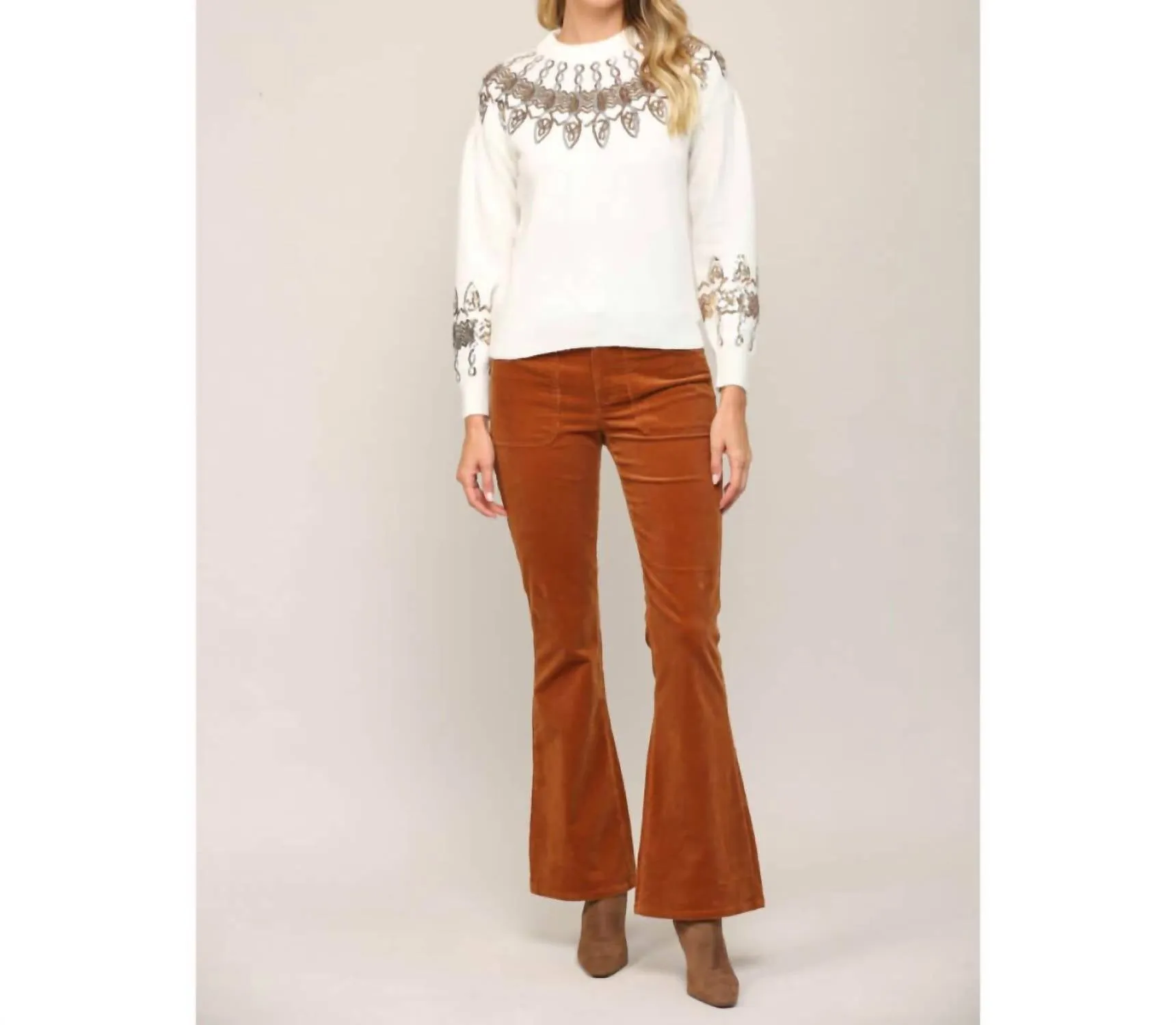 Spangle Detail Holiday Sweater In White