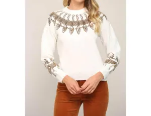 Spangle Detail Holiday Sweater In White
