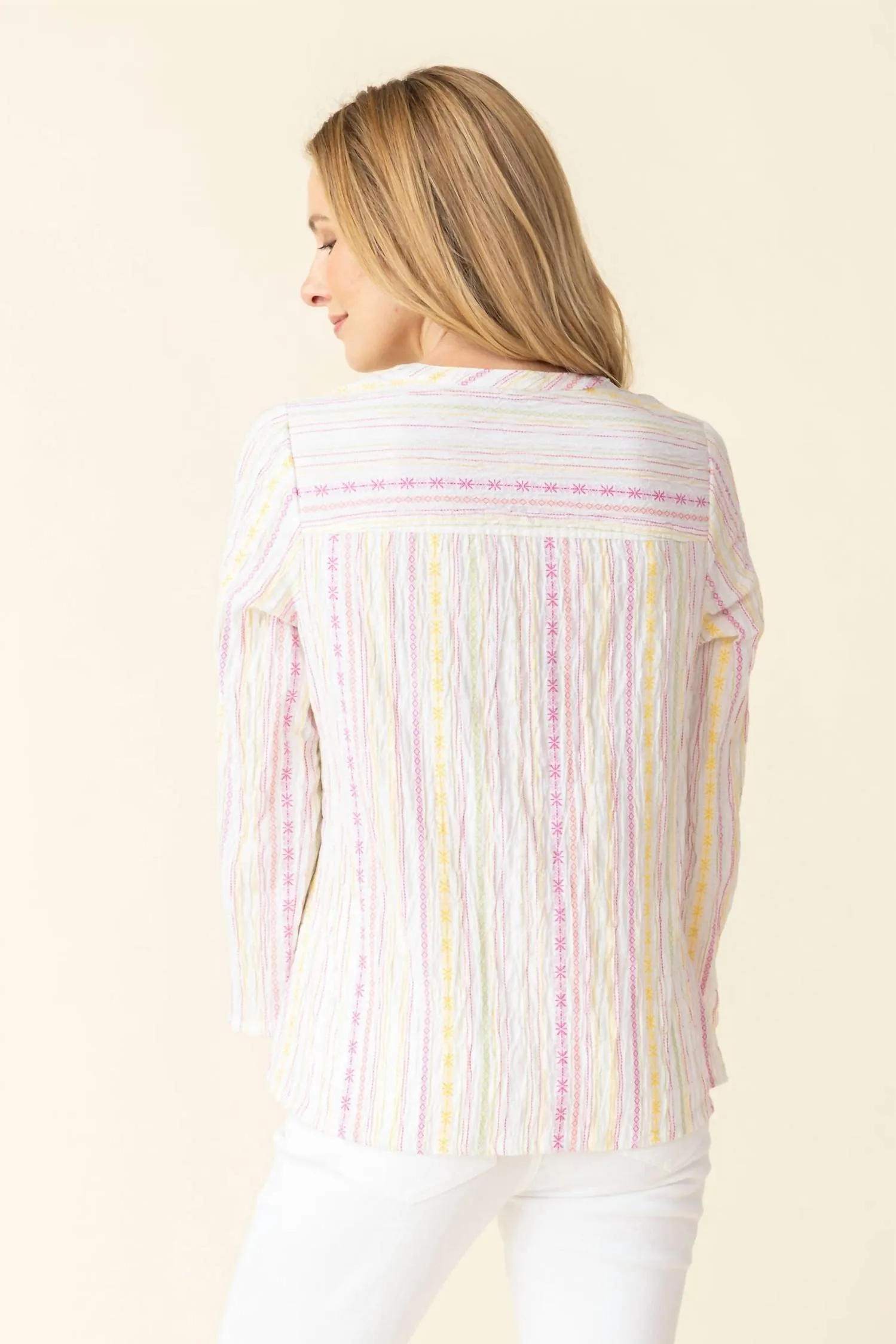 Split Mandarin Blouse In White