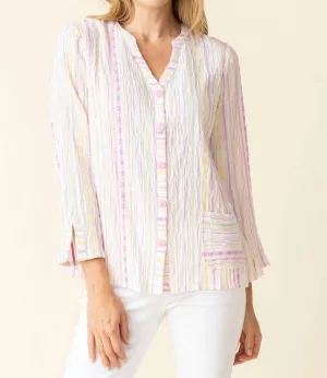 Split Mandarin Blouse In White