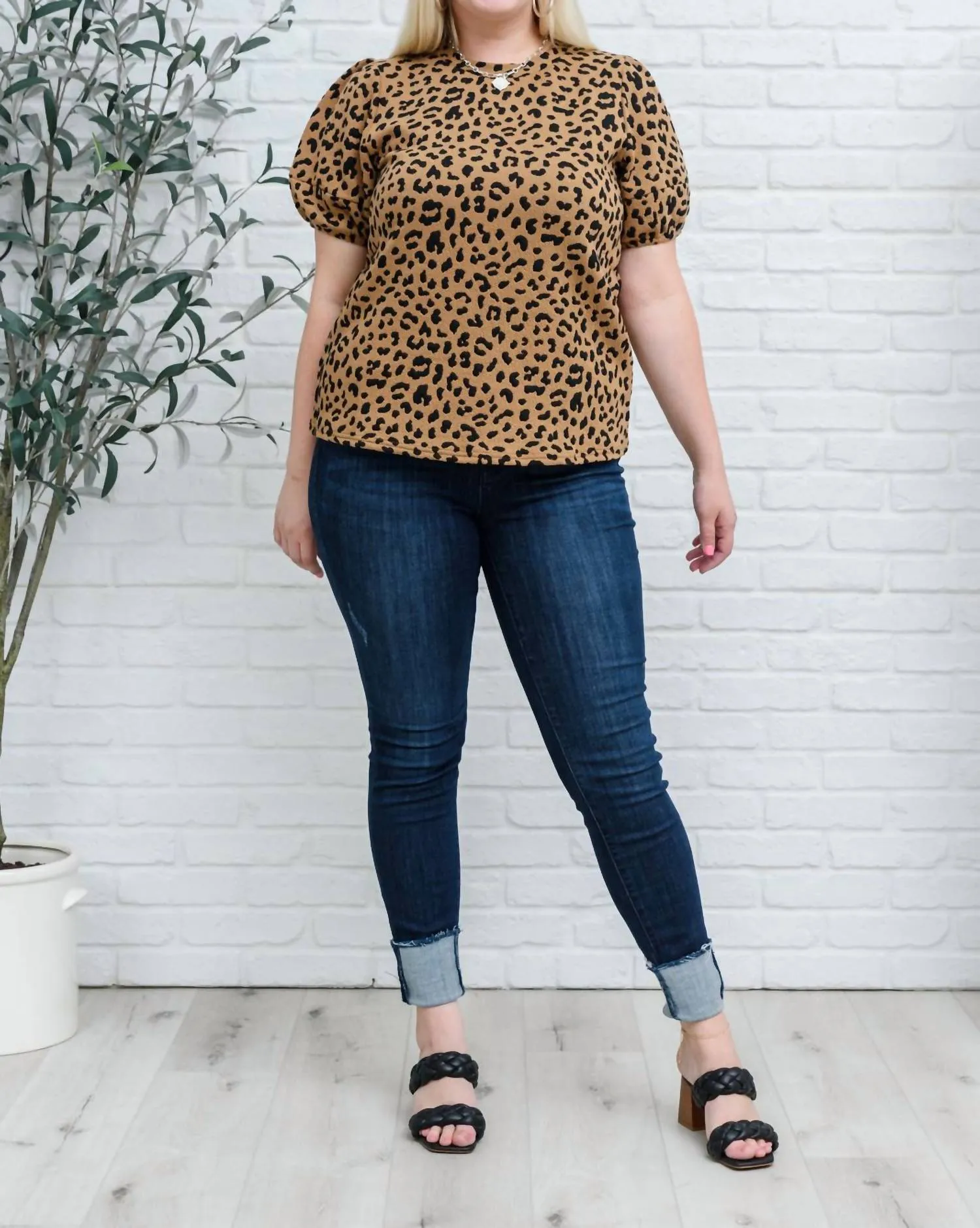 Spotted Animal Print Blouse In Brown