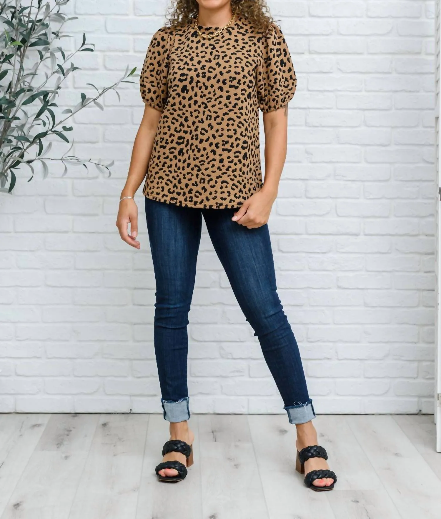 Spotted Animal Print Blouse In Brown