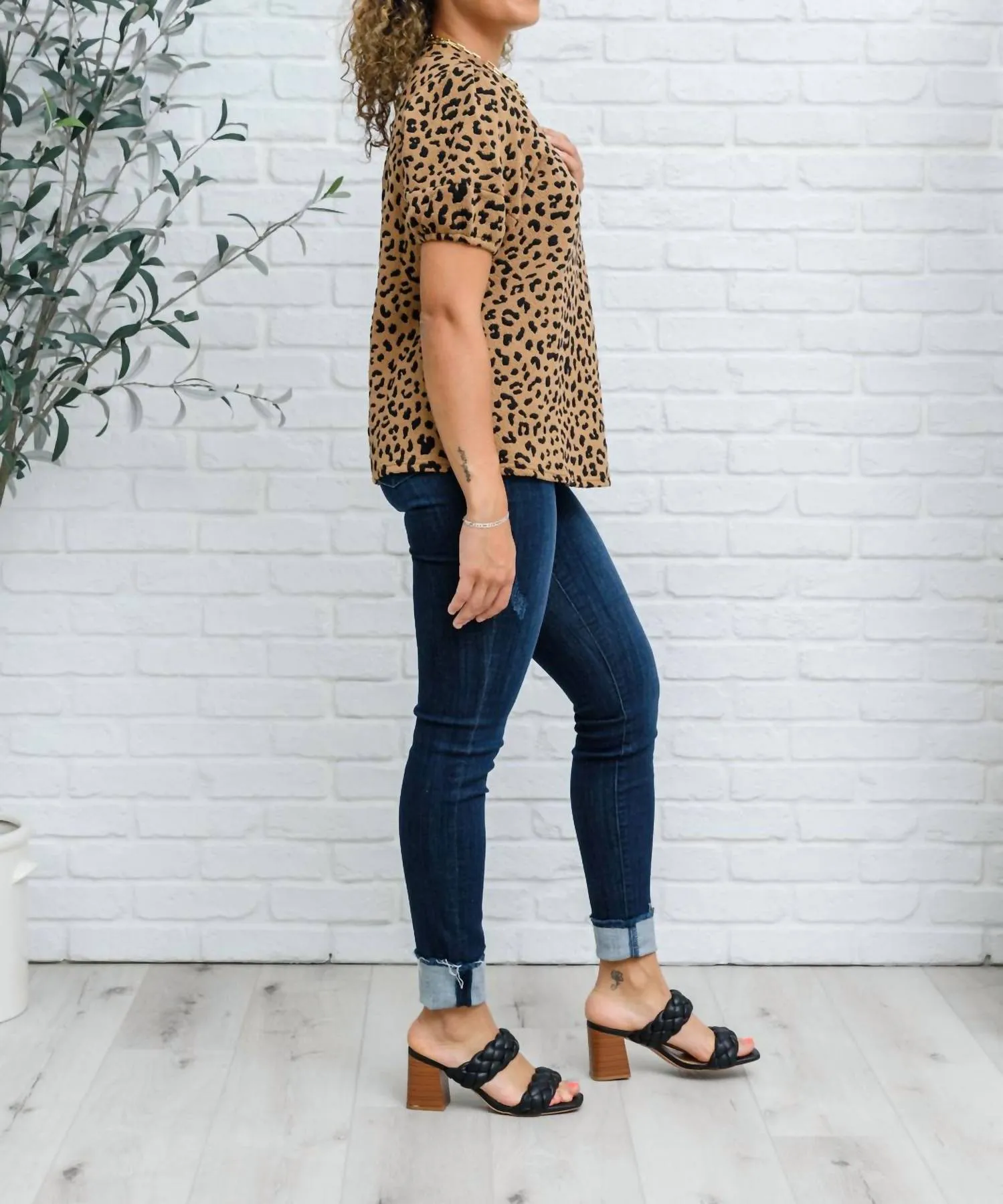 Spotted Animal Print Blouse In Brown
