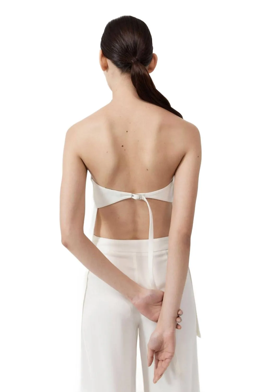 Strapless Buckle Back Top In Off White