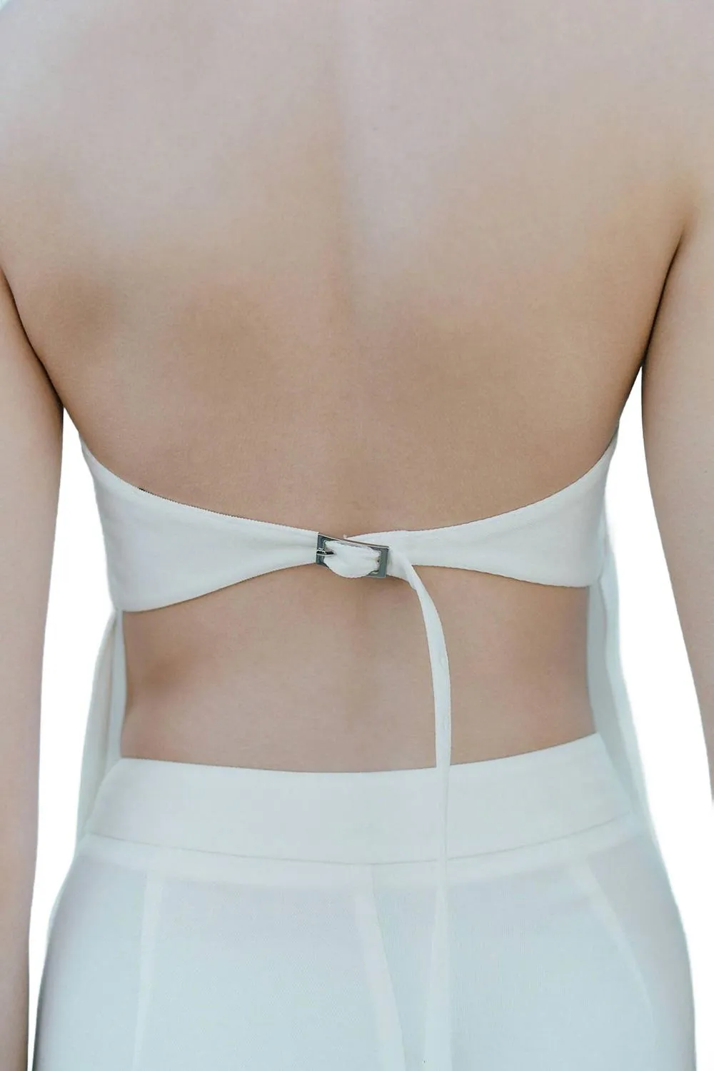 Strapless Buckle Back Top In Off White
