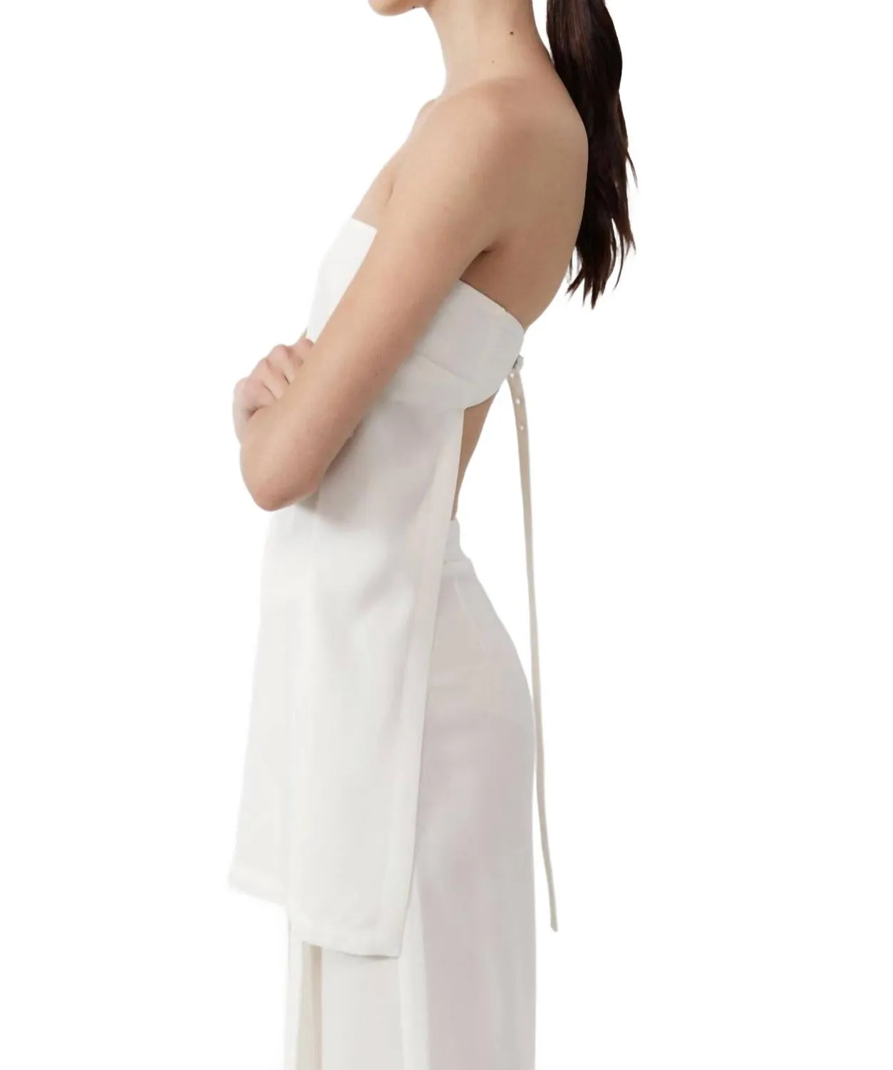 Strapless Buckle Back Top In Off White