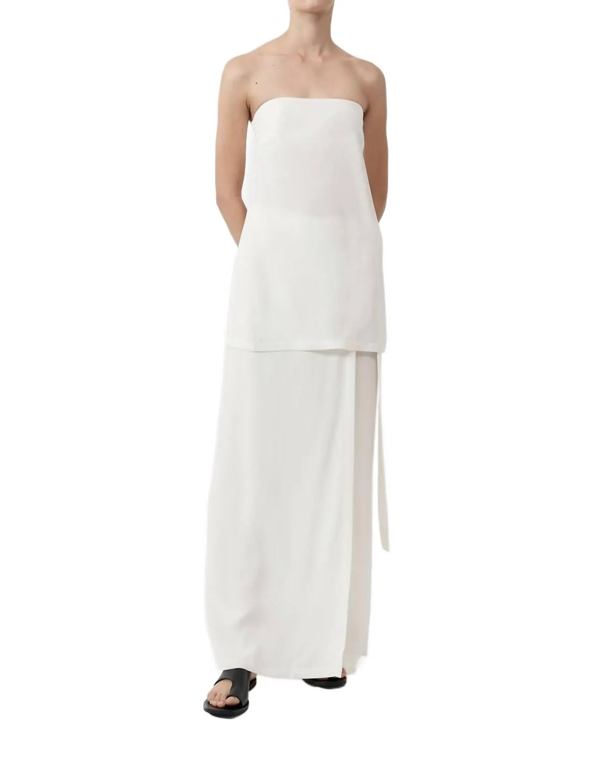 Strapless Buckle Back Top In Off White