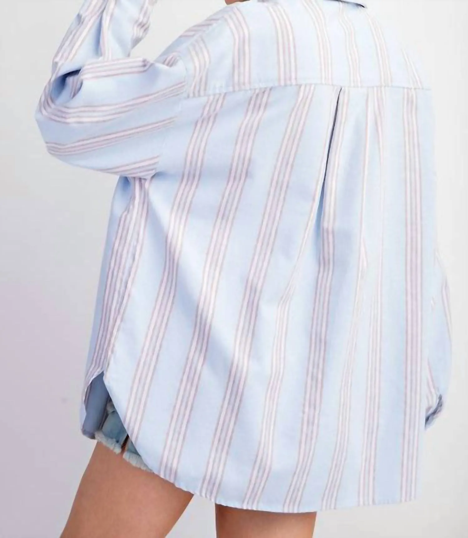 Stripe Button Down Shirt - Plus In Blue