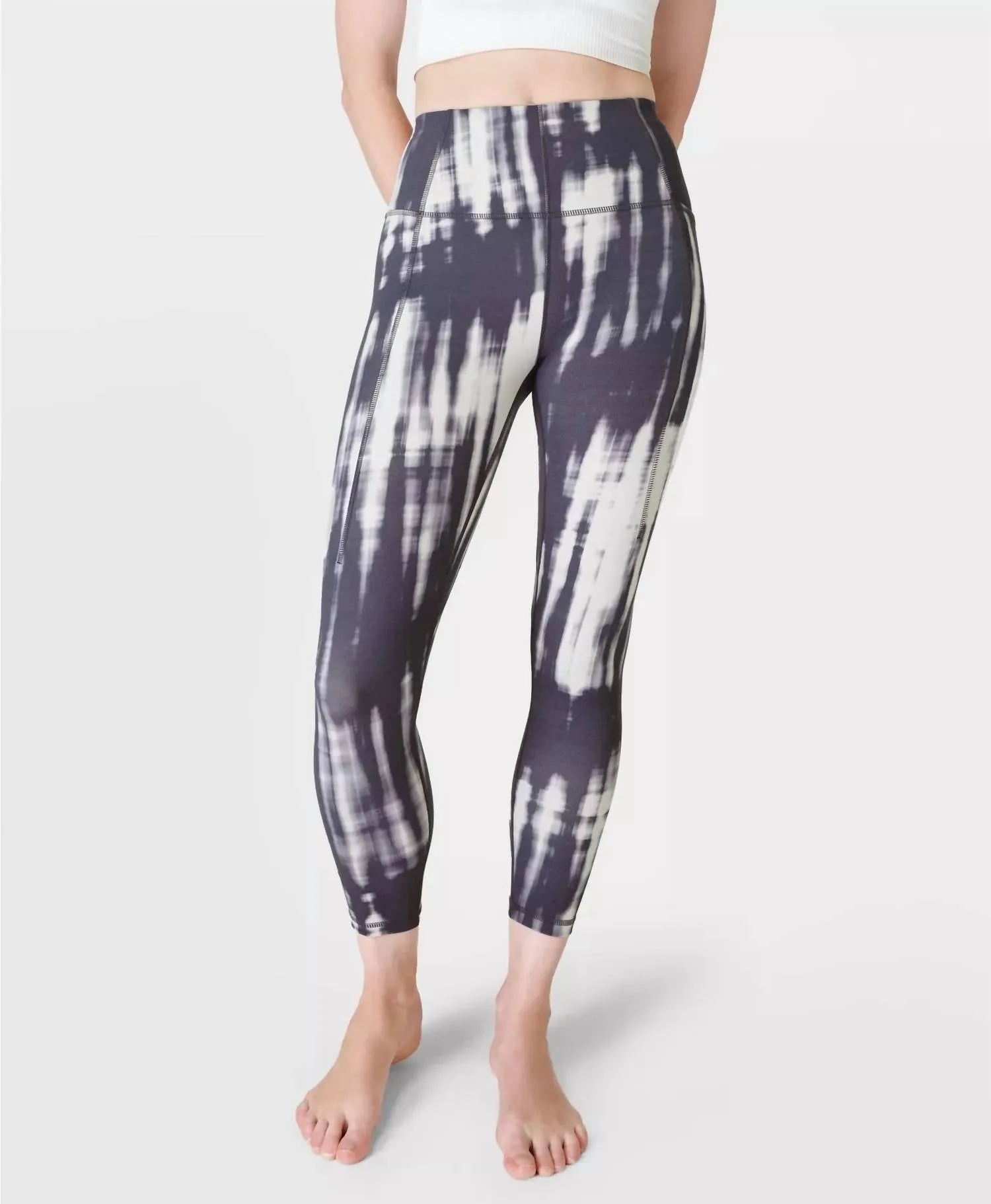 Super Soft 7/8 Yoga Leggings In Grey Bokeh Print