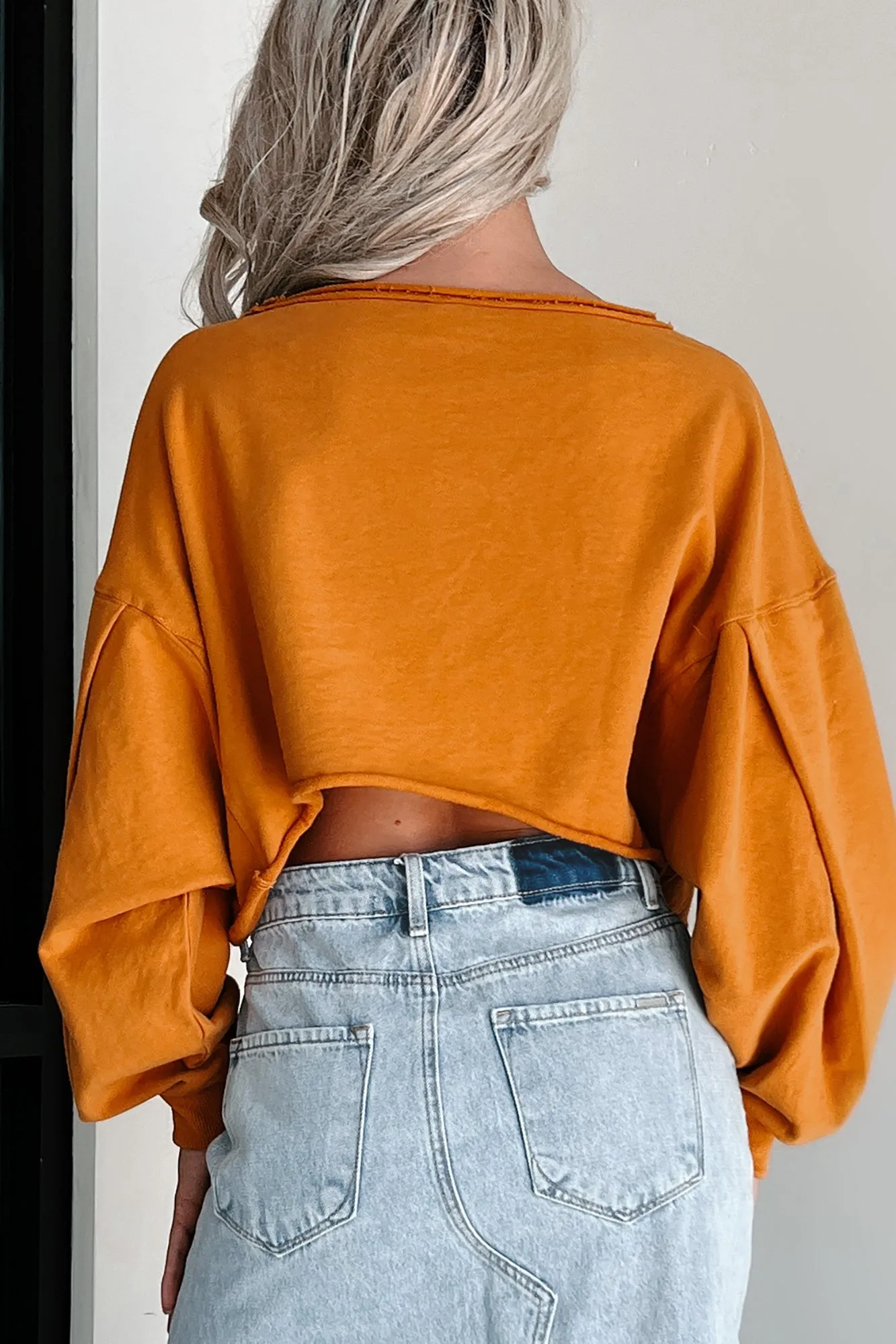 Swapping Stories Oversized Crop Pullover (Mustard)