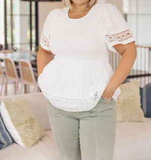 Sweet Sister Peplum Blouse In White
