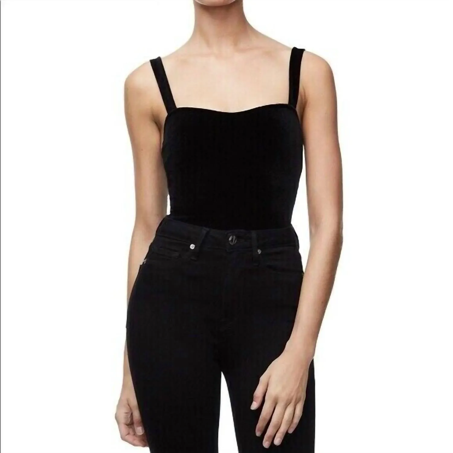 Sweetheart Cami Velvet Bodysuit In Black