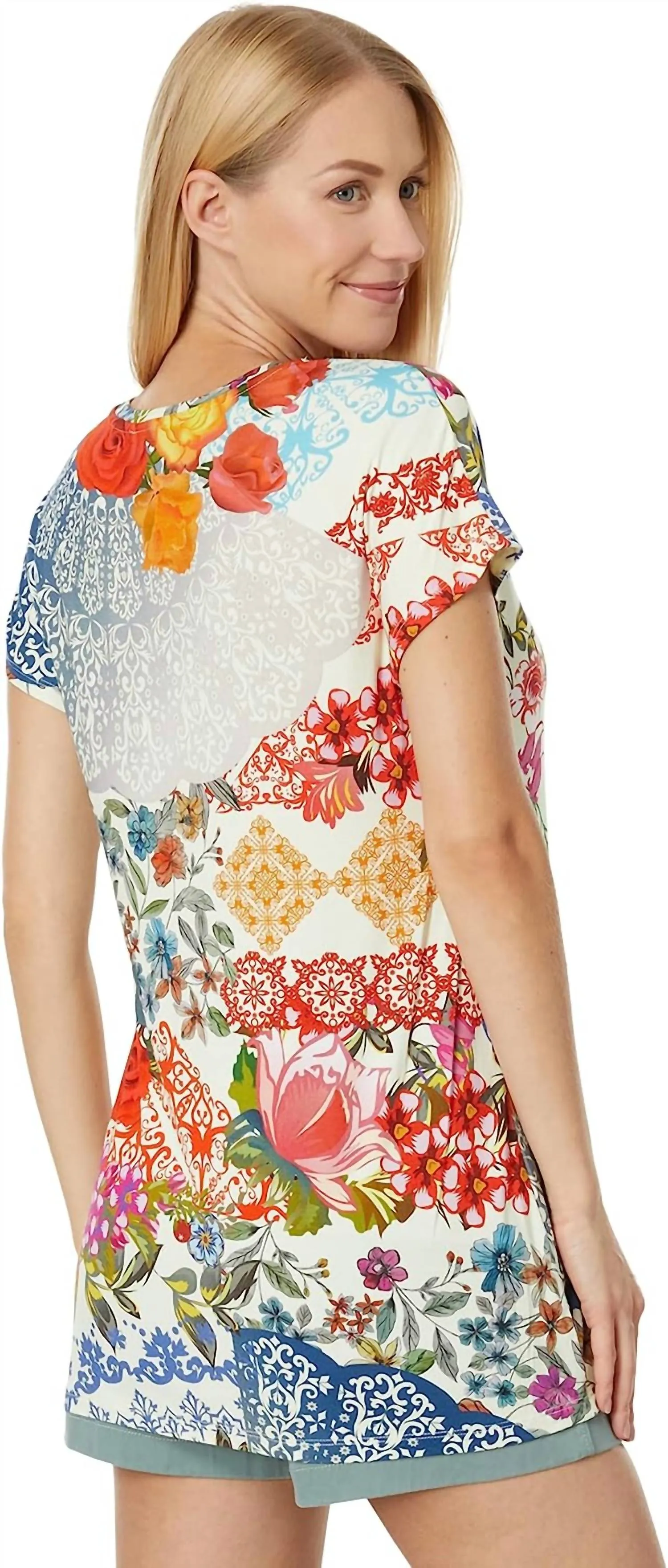 Tango Relaxed Dolman Sleeve Tunic In Multi