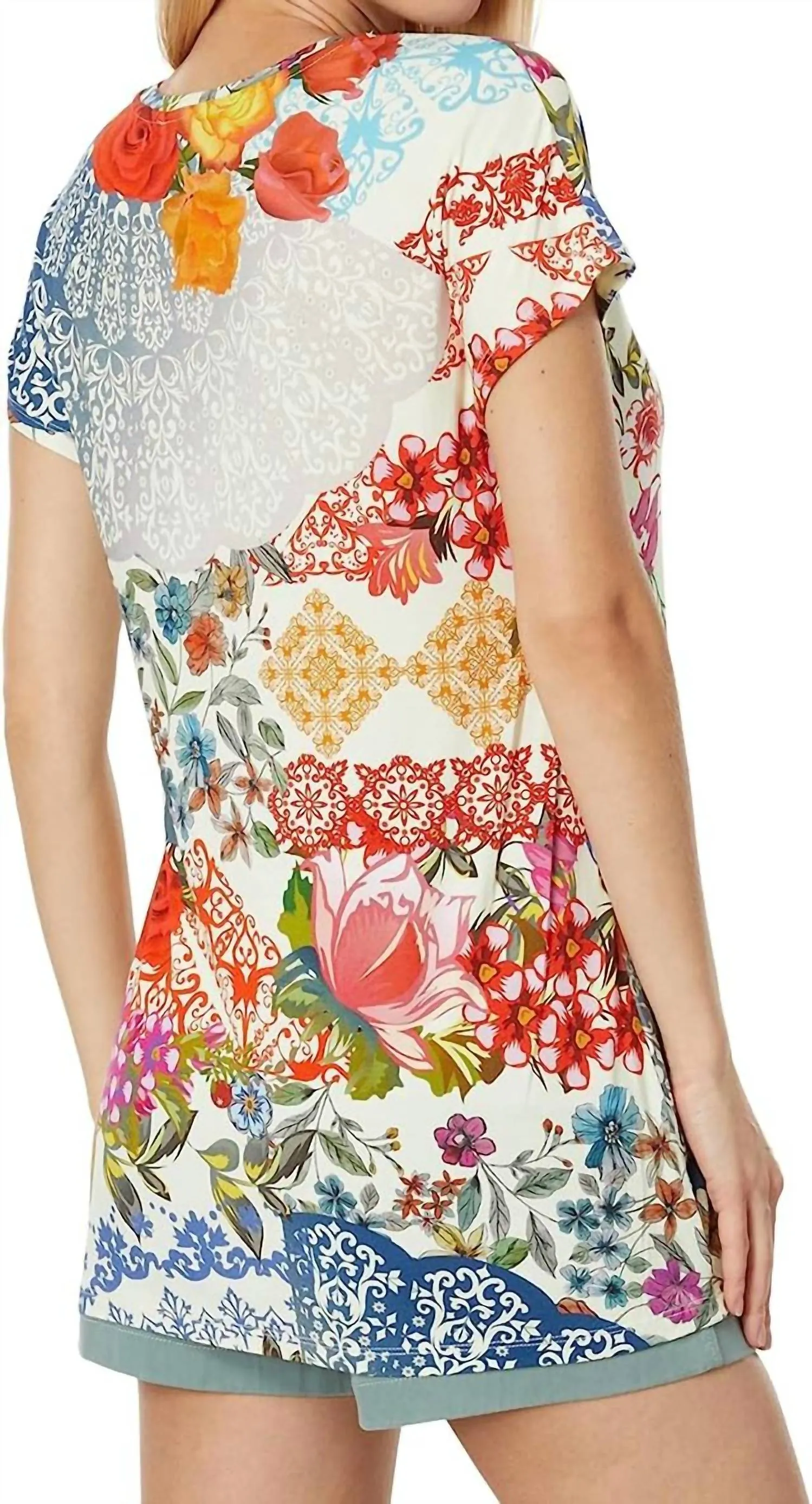 Tango Relaxed Dolman Sleeve Tunic In Multi