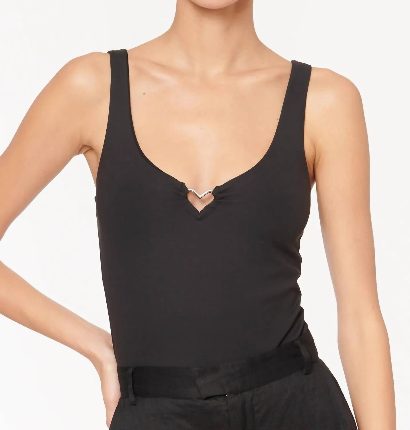 Tayma Heart Ring Bodysuit In Black