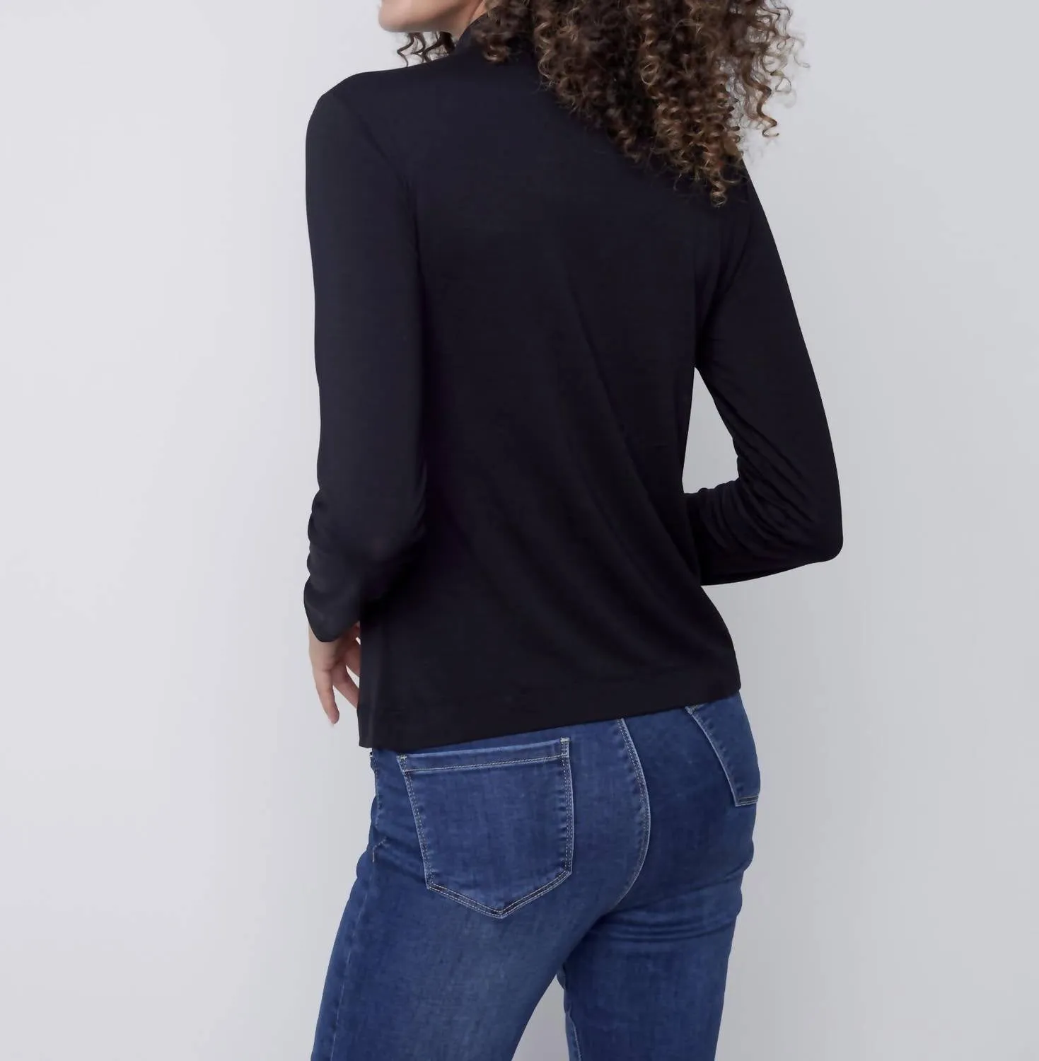 Tencel Turtleneck Top In Black