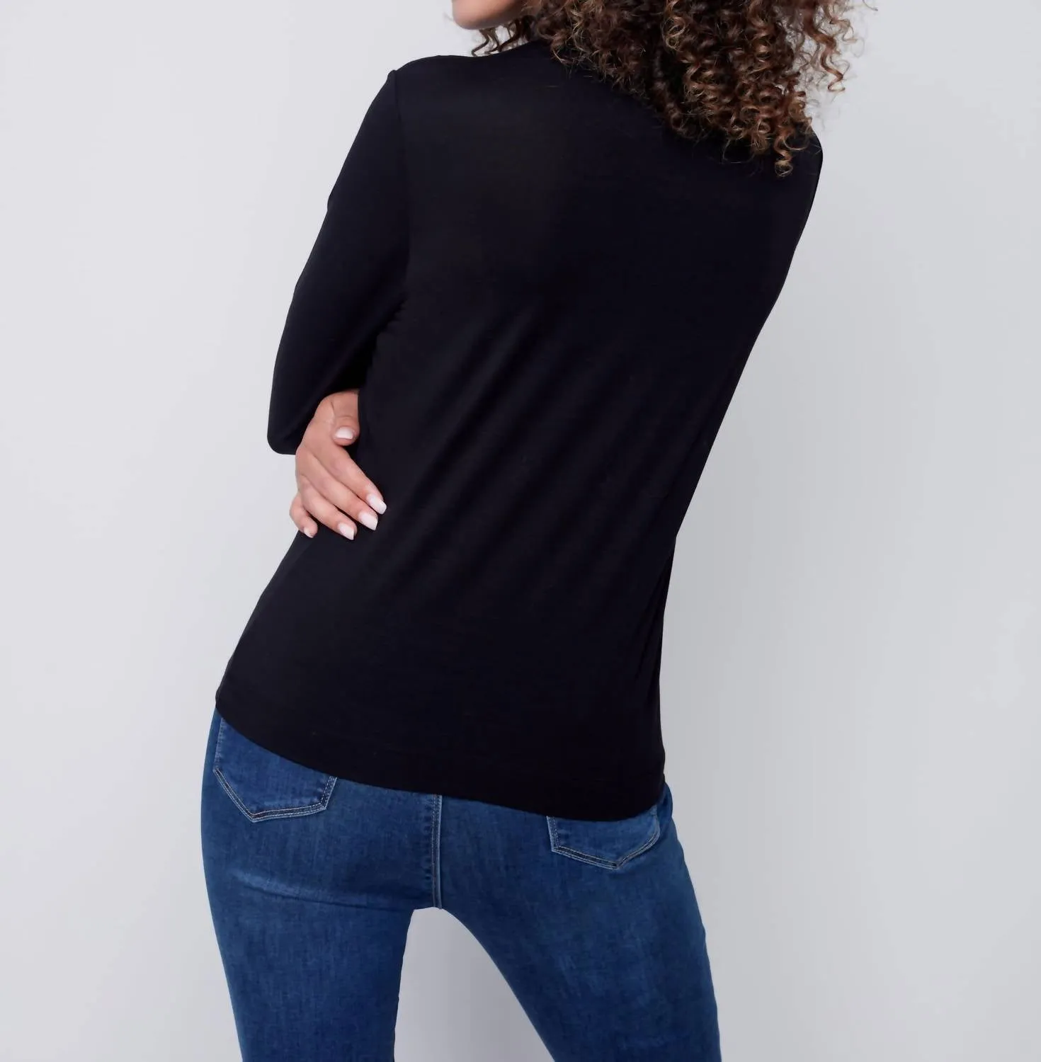 Tencel Turtleneck Top In Black