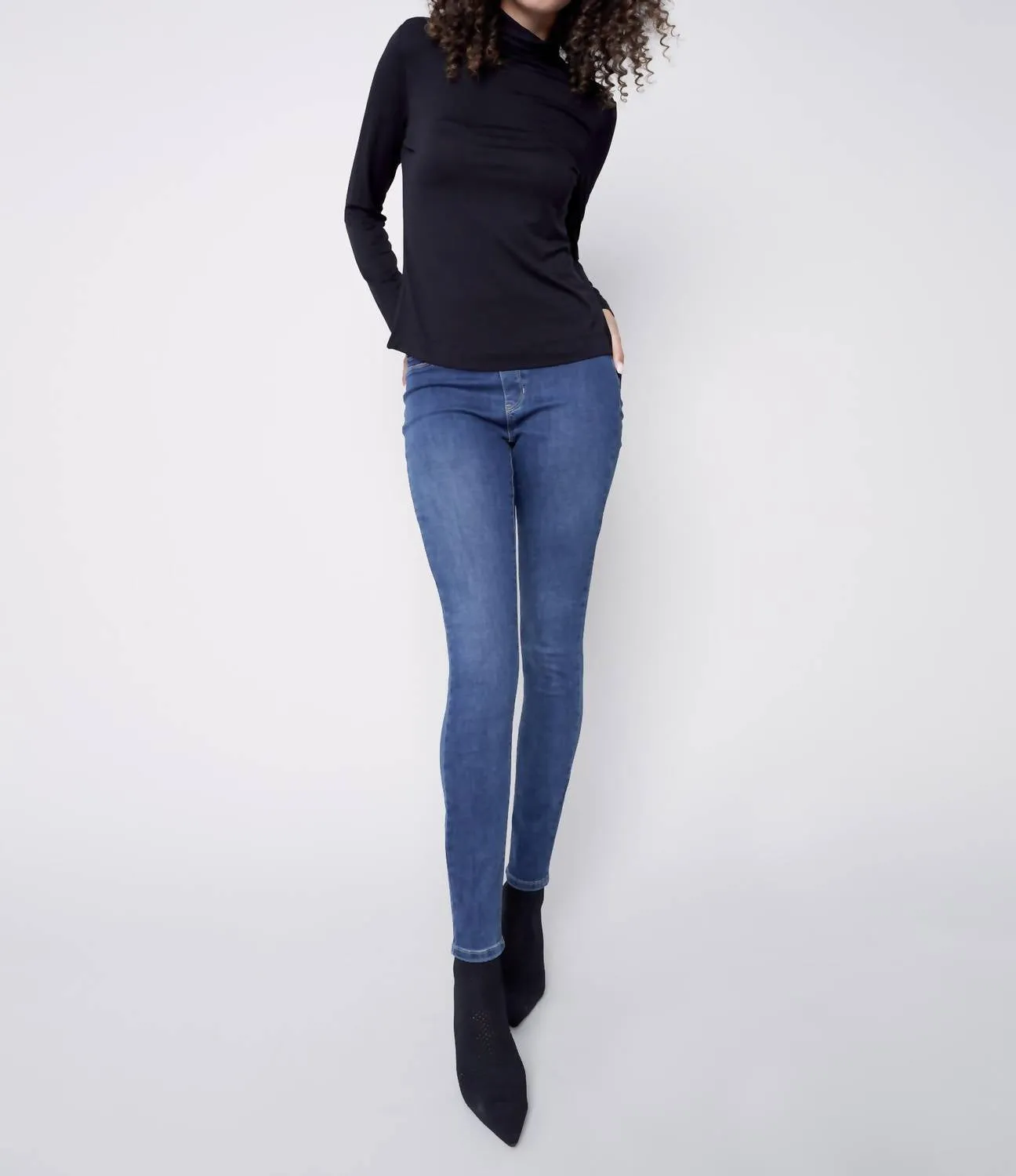 Tencel Turtleneck Top In Black