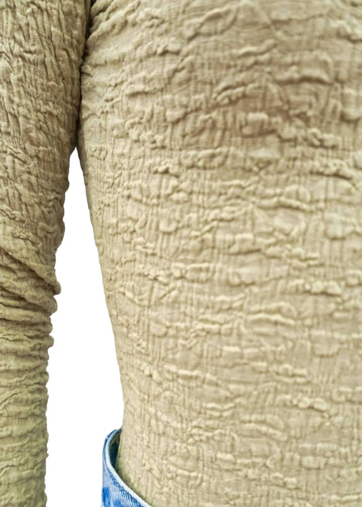 Textured Long Sleeve Bodysuit In Celery