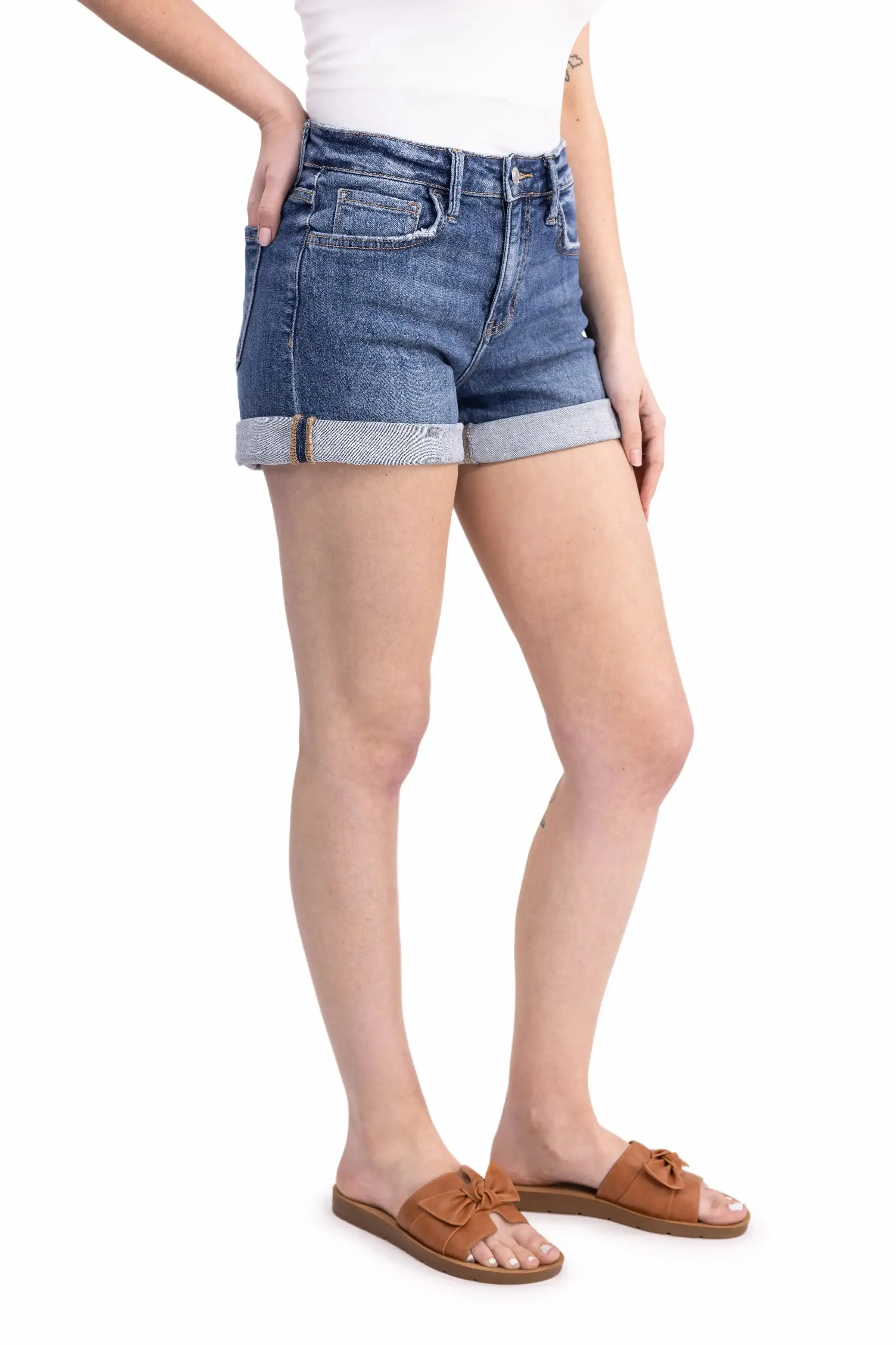The Audrey from Lovervet: High-Rise Cuffed Denim Shorts