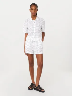 The Cropped Seersucker Shirt in Bright White