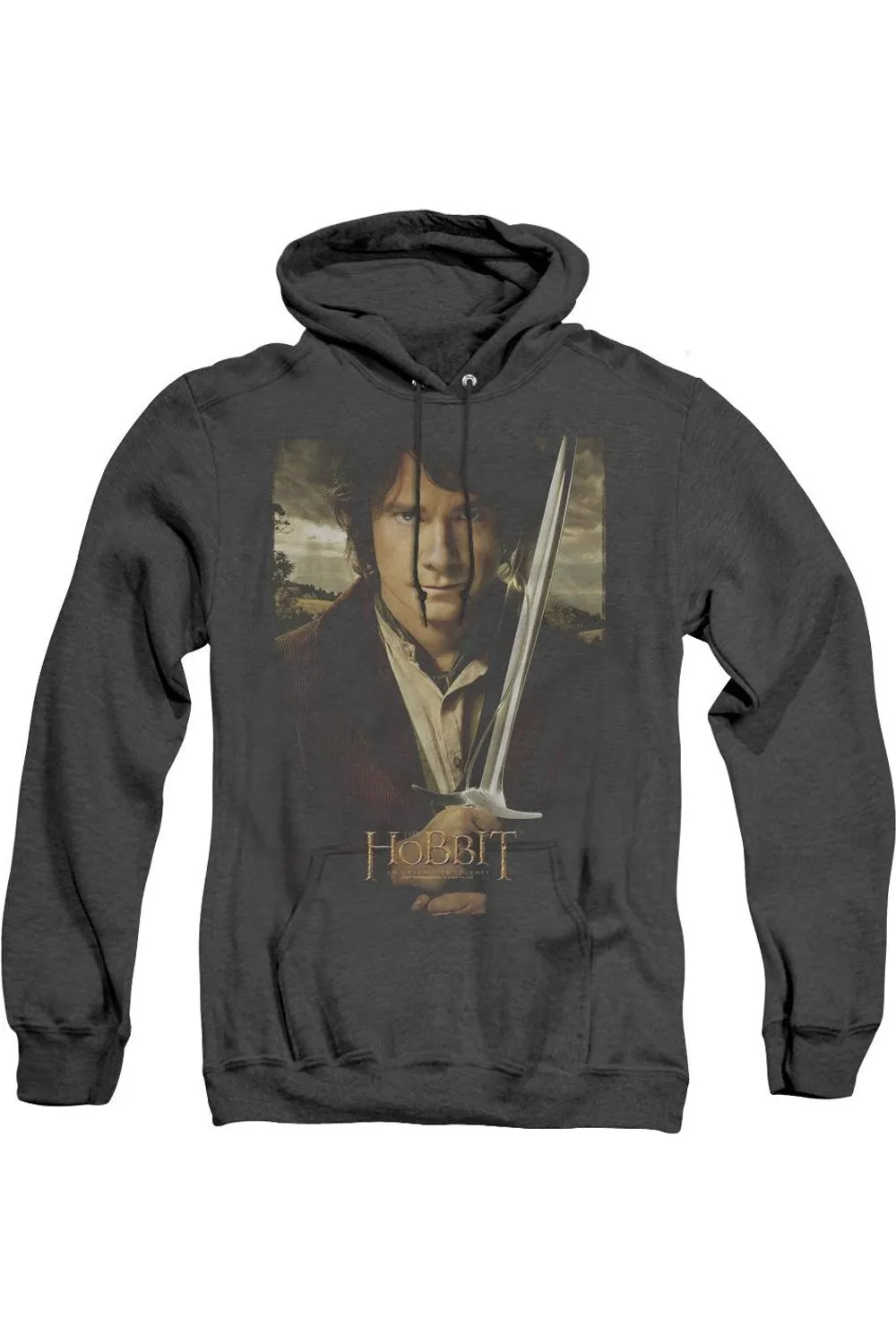 The Hobbit Baggins Poster Adult Heather Hoodie / Hooded Sweatshirt