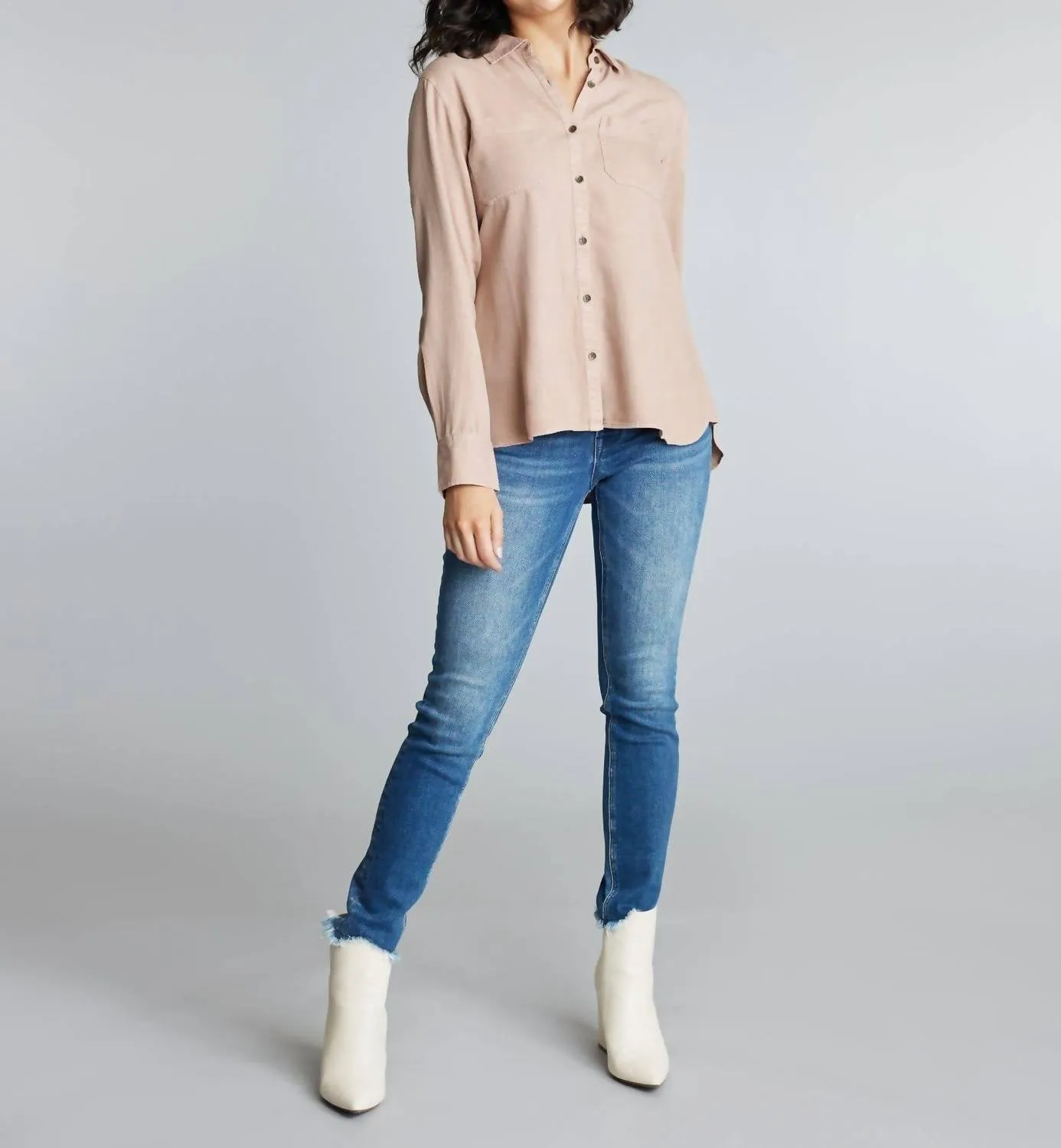The Katie Shirt In Warm Taupe