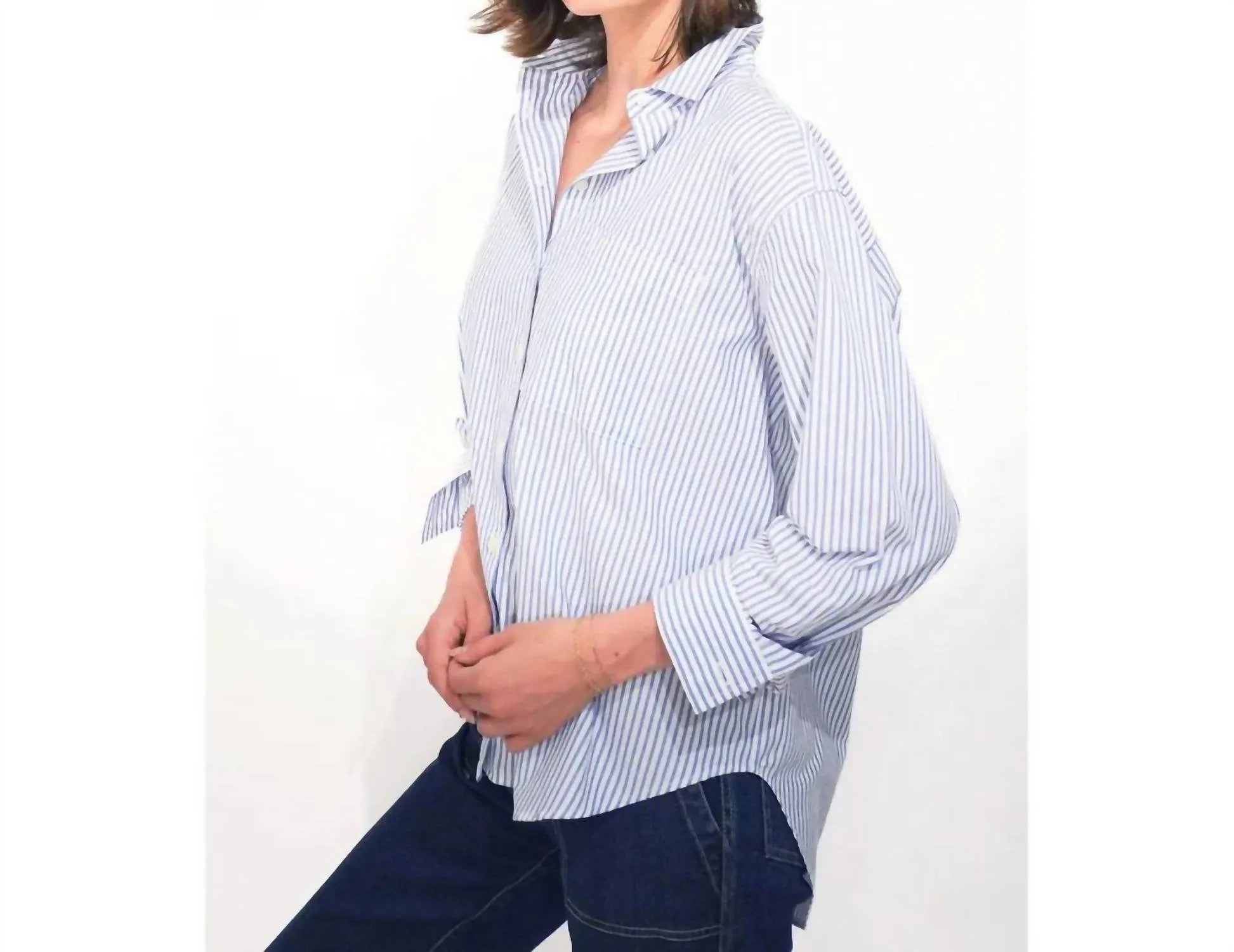 The Quinn Shirt In White/blue