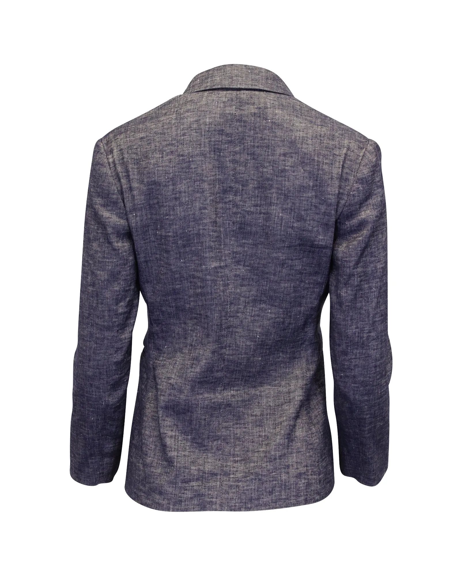 Theory Single-Breasted Blazer in Blue Linen