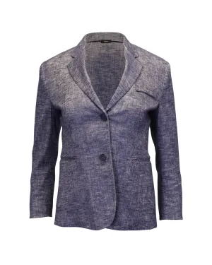 Theory Single-Breasted Blazer in Blue Linen