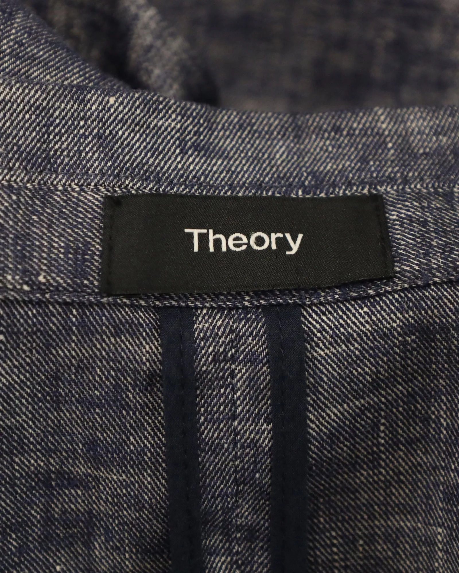 Theory Single-Breasted Blazer in Blue Linen
