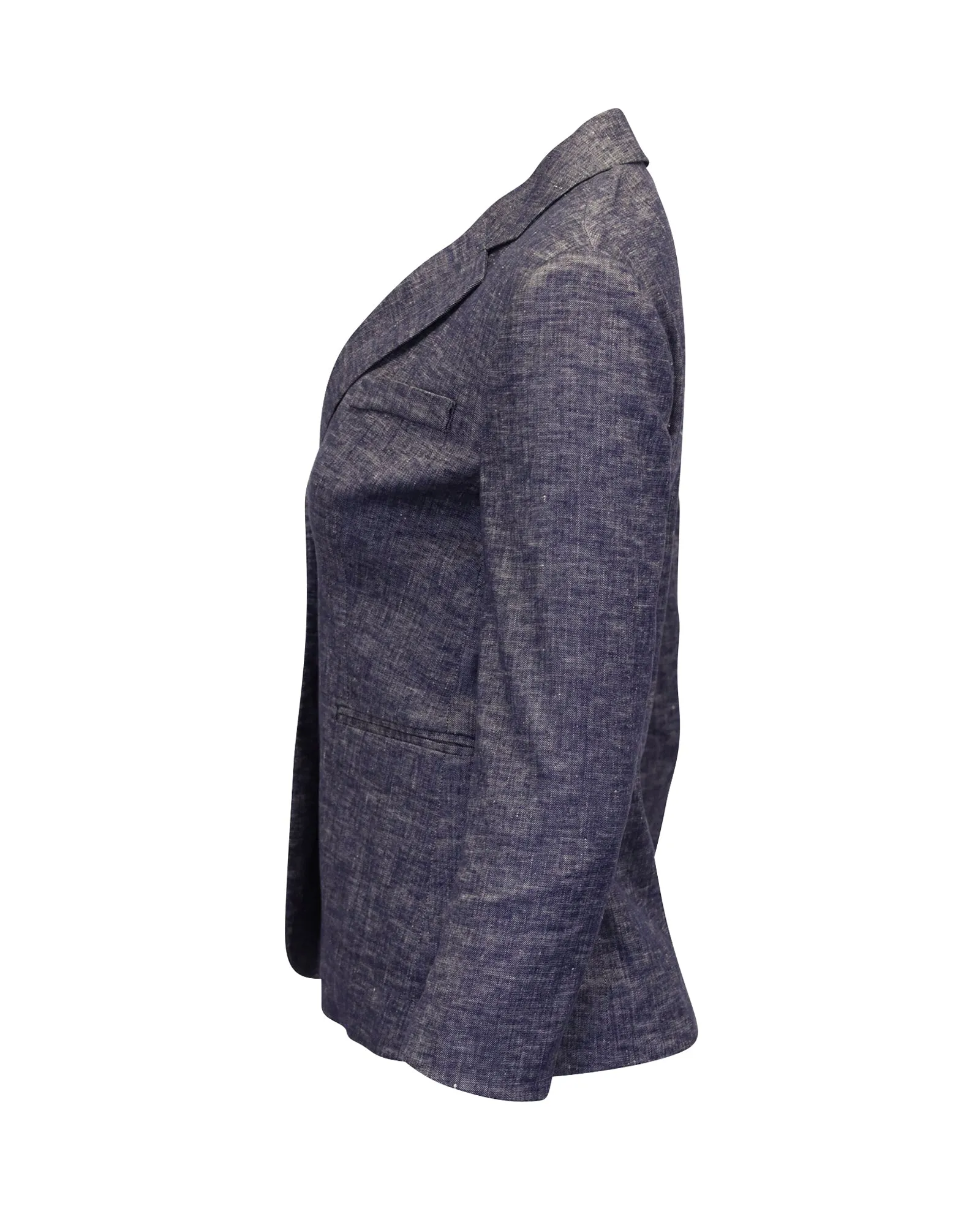 Theory Single-Breasted Blazer in Blue Linen