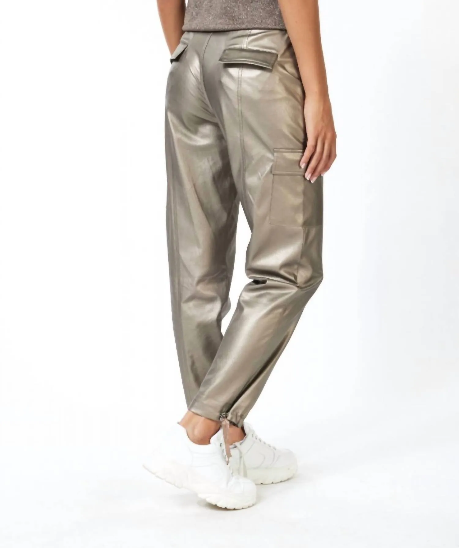 Trousers Cargo Pu In Soft Gold