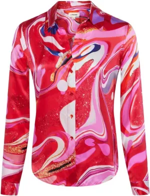 Tyler Long Sleeve Blouse In Pink Multicolor